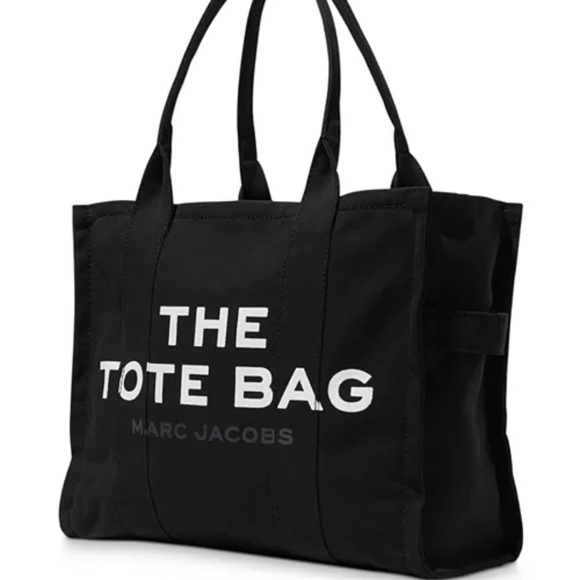 Marc Jacobs Black White Canvas THE TOTE BAG Tote Bag Large Travel Beachy Vacay - Picture 2 of 7
